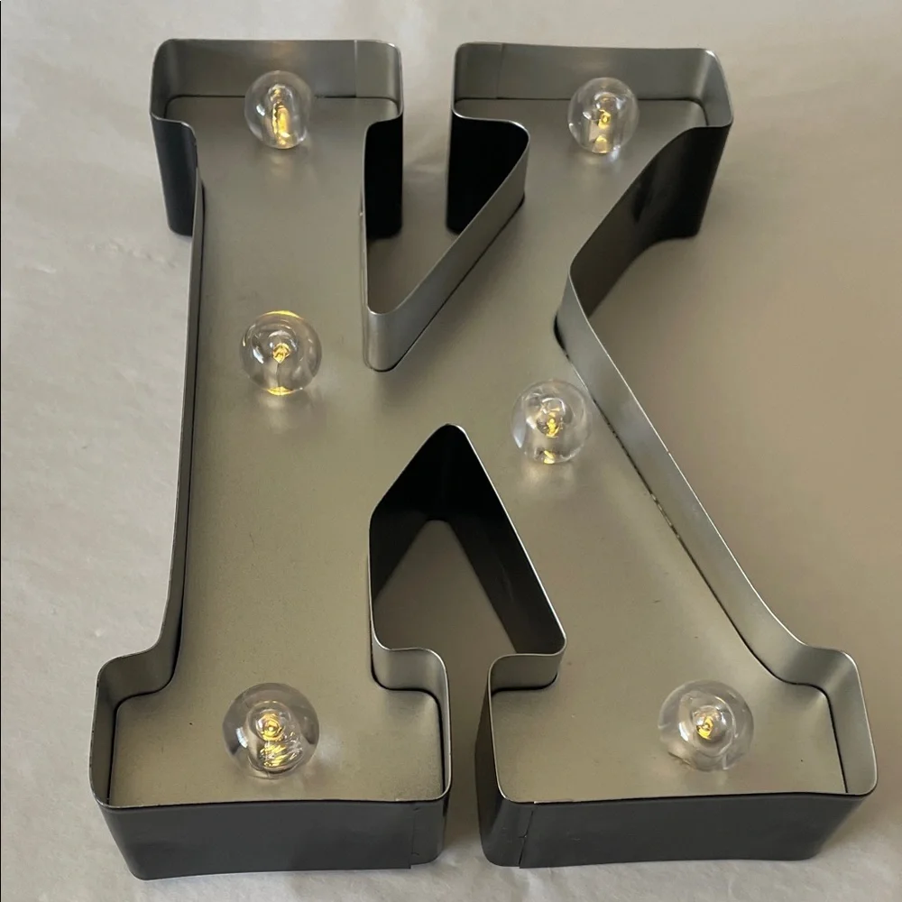 Metallic Letter 'K' with Lights